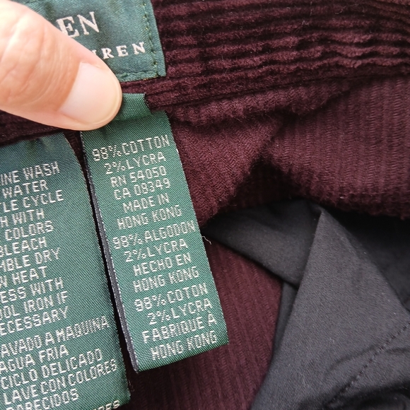Vintage Lauren Ralph Lauren Dark Burgundy Corduroy Pants Wide Whale - Picture 7 of 7